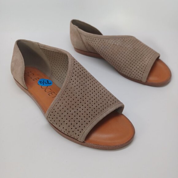 Sole Society Flats Colvan Perforated Suede D'Orsay Style Slip On Womens 7.5 NEW - Picture 8 of 13